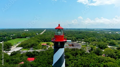 St Augustine FL Lighthouse Aerial Pull back