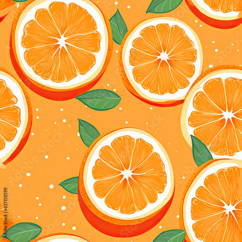 Oranges sliced, seamless repeating fruit background