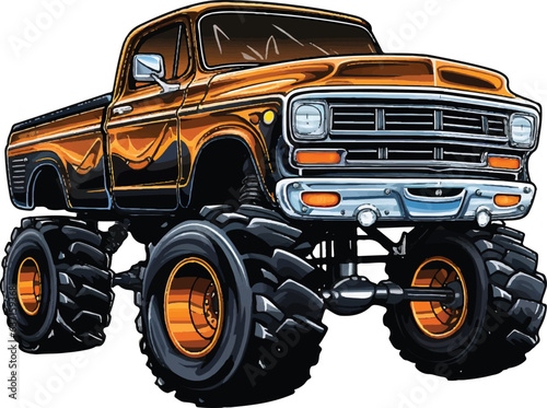 Muscle truck isolated on white. Monster truck madness.