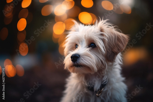 a cute dog on a blurred background