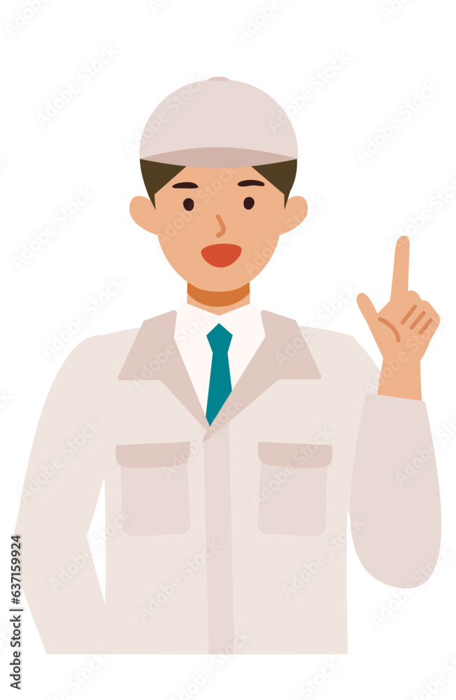Man wearing factory worker uniform. Factory worker Man cartoon character. People face profiles avatars and icons. Close up image of pointing man. Man wearing factory worker uniform. Factory worker Man cartoon character. People face profiles avatars and icons. Close up image of pointing man.