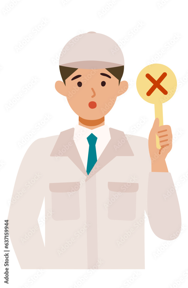 Man wearing factory worker uniform. Factory worker Man cartoon character. People face profiles avatars and icons. Close up image of man having warning expression . Man wearing factory worker uniform. Factory worker Man cartoon character. People face profiles avatars and icons. Close up image of man having warning expression .