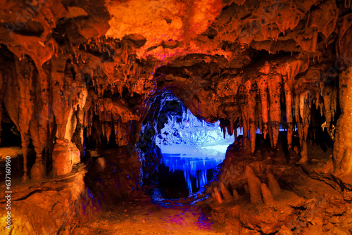 Beautiful scenic view of an underground cavern