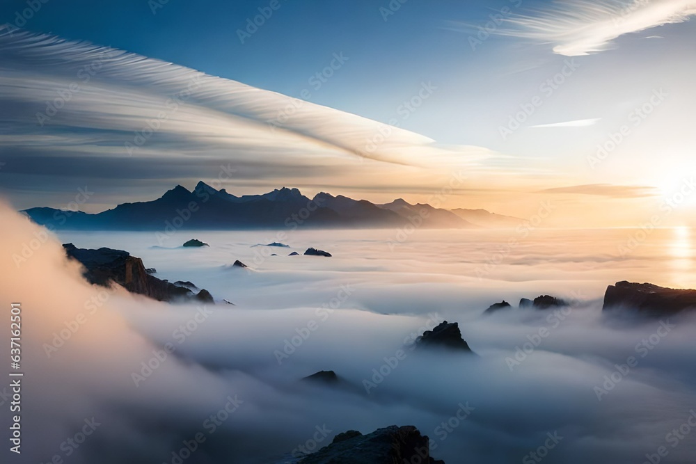 Obraz premium sunset over the sea Generated Ai