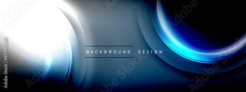 Circles lines and bubbles on bright glowing effect gradient with light and shadow effects. Dynamic interplay of light, shadow and depth. Futuristic and rhythmic technology design