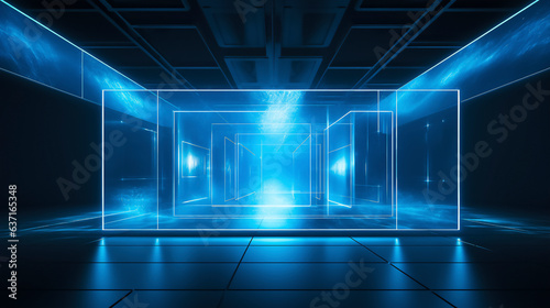Ensemble of transparent screens forming a labyrinth