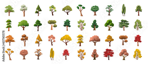 Set of trees vector image, cartoon tree collection