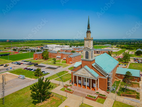 Aerial view of the Raley Chapel of Oklahoma Baptist University photo