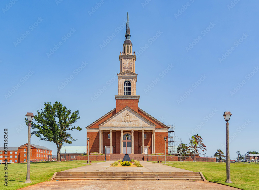 Sunny view of the Raley Chapel of Oklahoma Baptist University