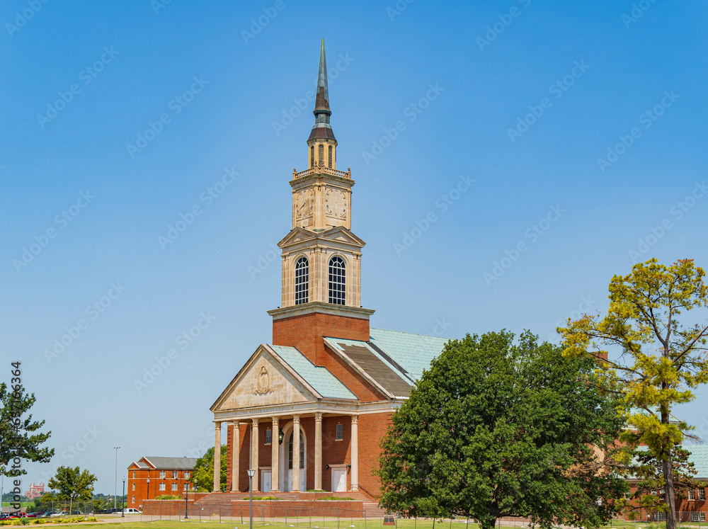 Sunny view of the Raley Chapel of Oklahoma Baptist University