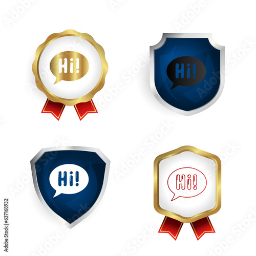 Abstract Hi Message Badge and Label Collection