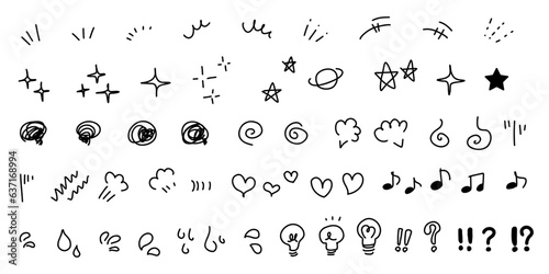Canvastavla 手描きの感情のあしらいの漫符イラスト アイコンセット