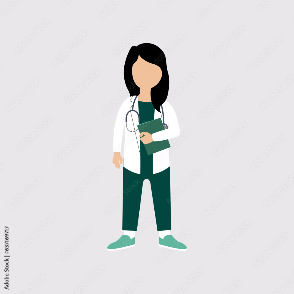 Woman doctor flat design vector illustration