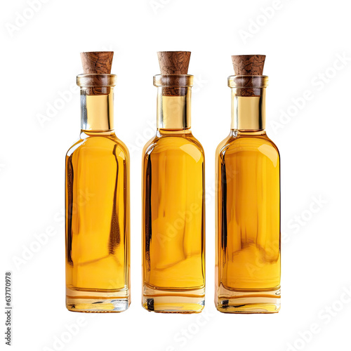 Close up of sunflower oil bottles on transparent background