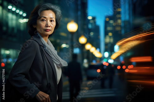 Businesswoman with long exposure