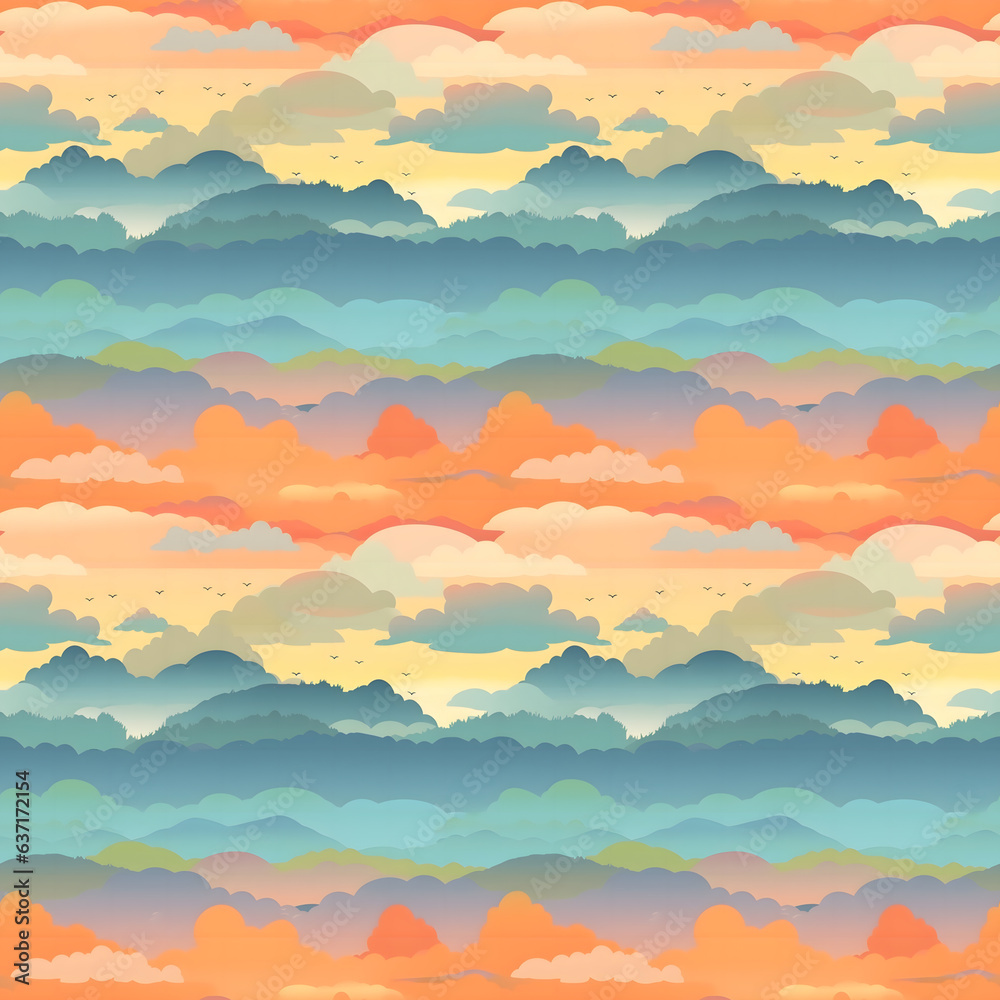流れる雲のシームレス背景イラスト 流れる雲のシームレス背景イラスト