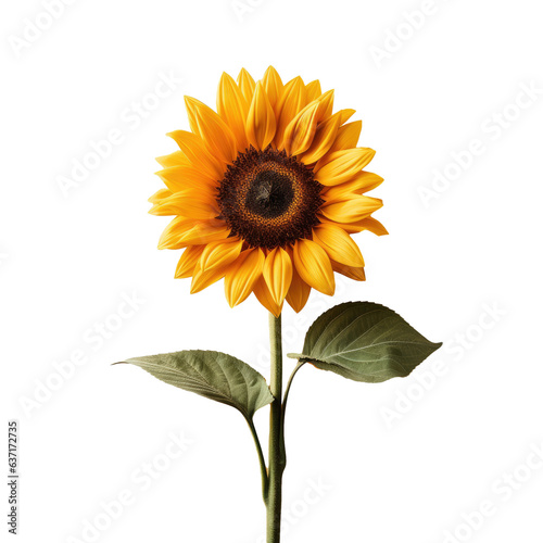 Sunflower with shadow on transparent background