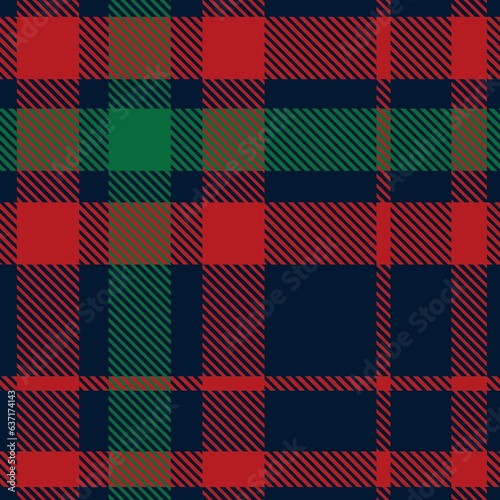 Scottish cage pattern for Christmas and New Year designs. Dark blue, red, green, yellow plaid plaid for flannel shirt. Festive winter textile print.