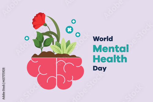 Psychology. World mental health day concept. Colored flat vector illustration isolated. 