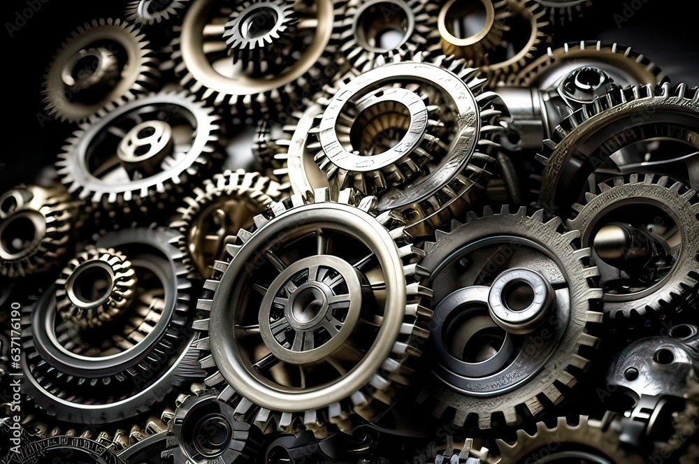 The background consists of gears that lie on top of each other, on a dark background. Gears, mechanisms, steampunk. The background consists of gears that lie on top of each other, on a dark background. Gears, mechanisms, steampunk.