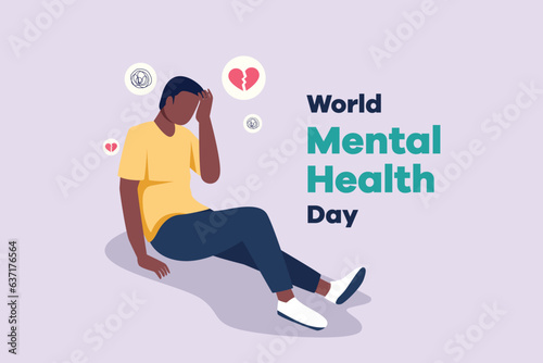Psychology. World mental health day concept. Colored flat vector illustration isolated. 