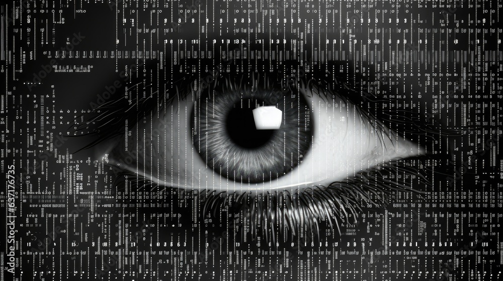 eye on code. eye of the world. binary code. ascii art. ascii style
