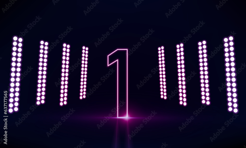 Abstract sports Light out technology and with number one glowing in the dark, pink blue neon light Hitech communication concept innovation background, vector design Abstract sports Light out technology and with number one glowing in the dark, pink blue neon light Hitech communication concept innovation background, vector design
