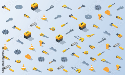 Mechanic tool isometric background vector design
