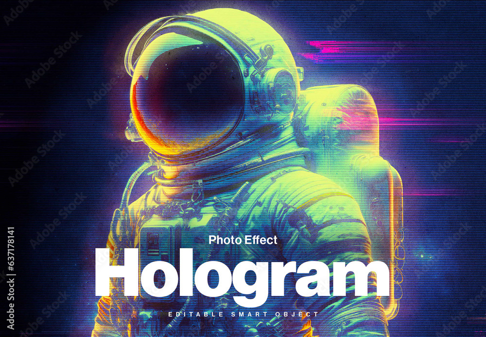 Hologram Photo Effect Stock Template | Adobe Stock