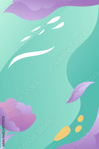 portrait mystical fantasy flowers gradient colors background illustration. Great images for wall art posters, greeting cards or book covers