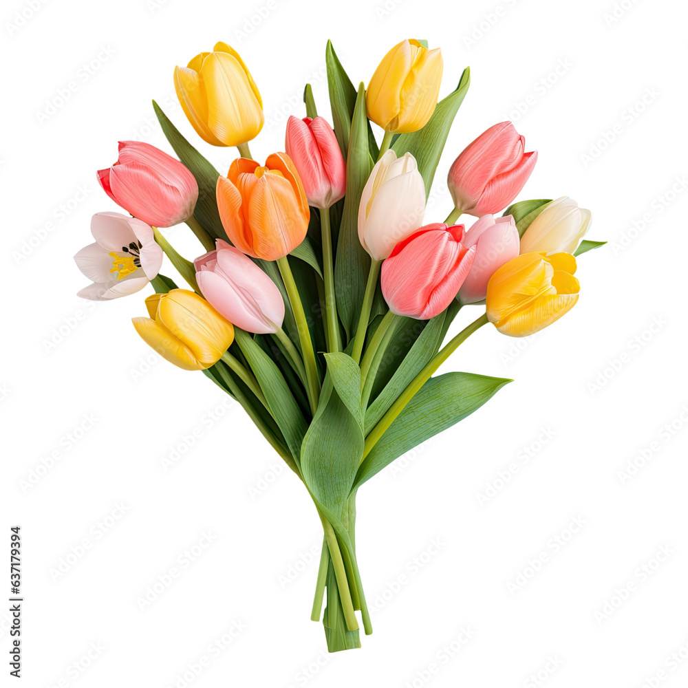 Obraz premium Spring bouquet of Easter flowers against a transparent background