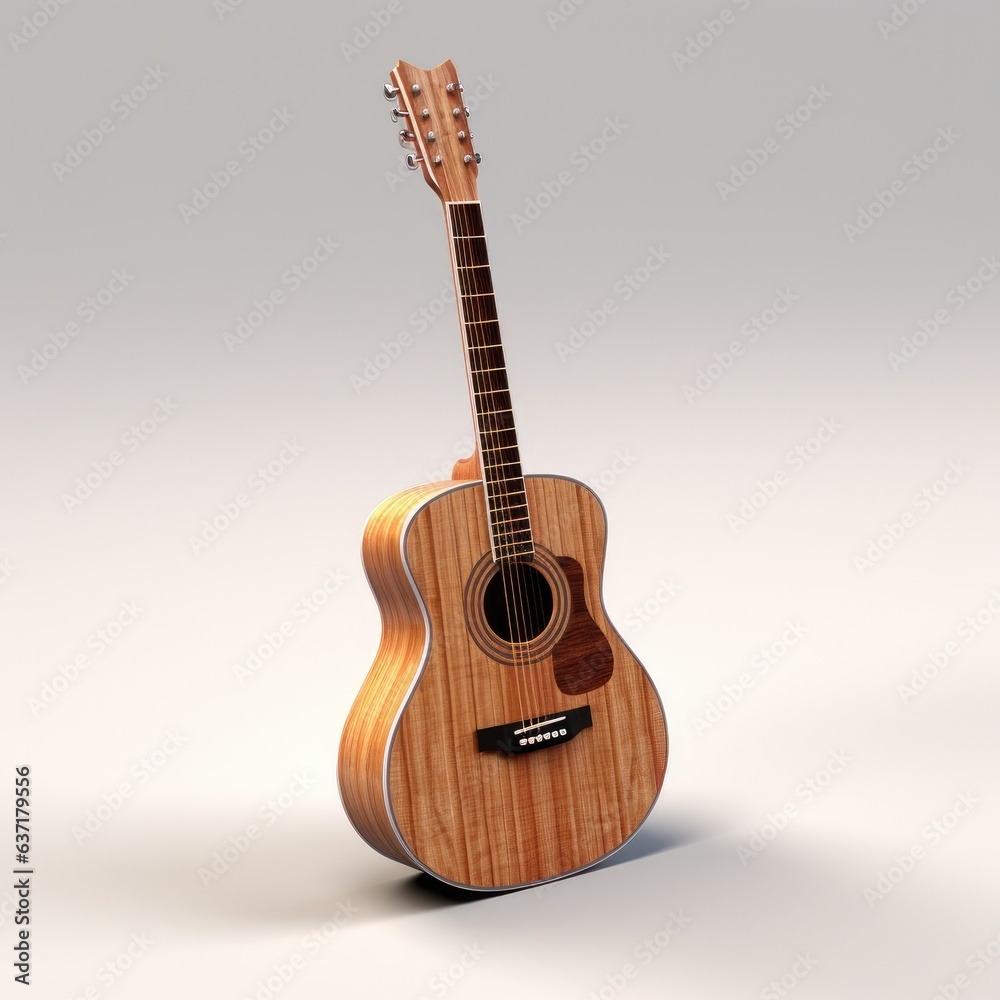 an acoustic guitar, no background, 3D rendering