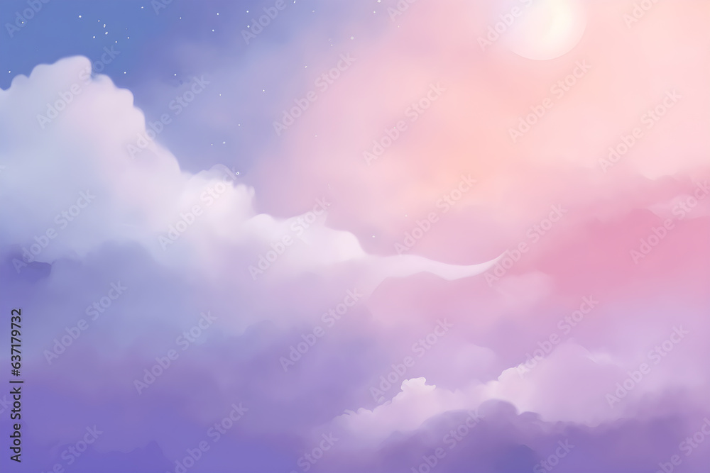 abstract sky background with sugar cotton candy clouds on pastel ...