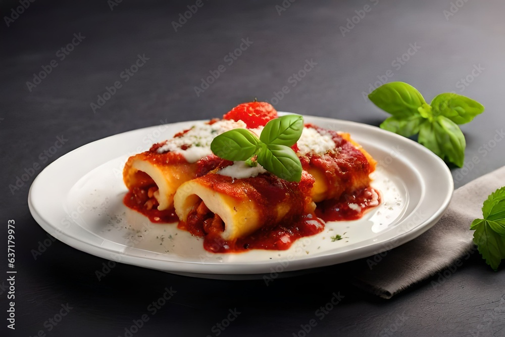 lasagna with tomato sauce generated by AI