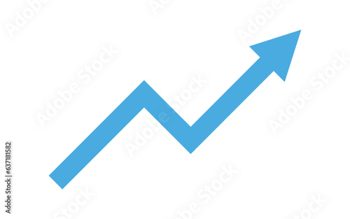 blue arrow pointing up grow business financial profit graph