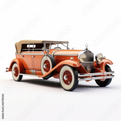 a detailed model of a vintage car, white background, 3D rendering