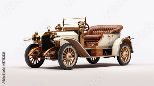 a detailed model of a vintage car  white background  3D rendering