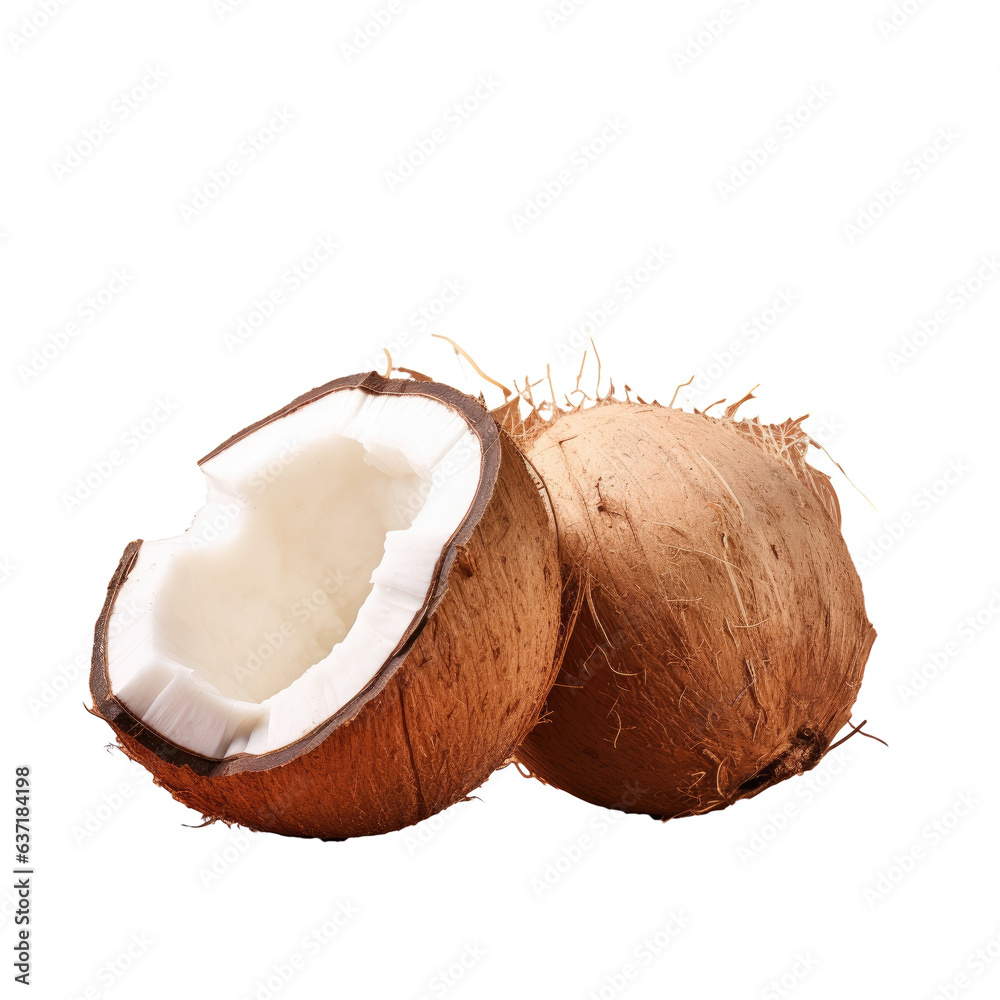 Coconuts on transparent background
