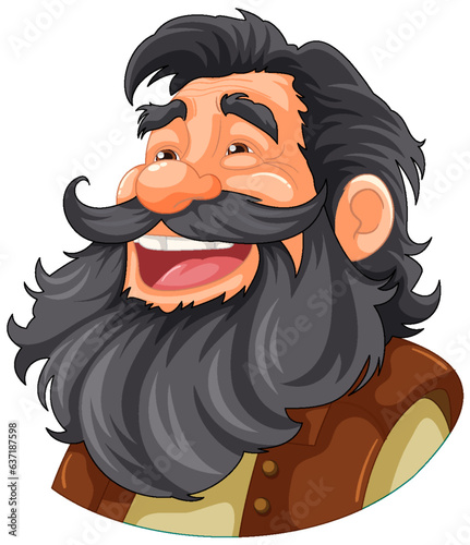 Smiling Lumberjack Old Man Cartoon Character with Beard and Mustache