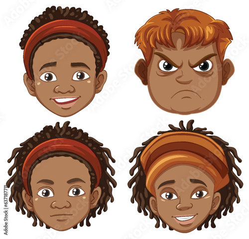 Mixed African Man with Various Facial Expressions