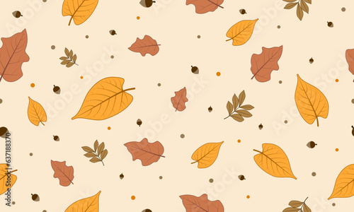 Autumn leaves seamless pattern. Vector Repeating Texture.