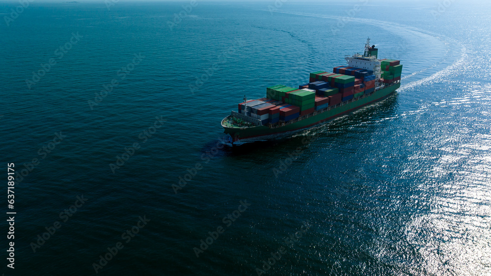 container cargo ship import export global business and industry commercial trade logistic and transportation of international by container cargo ship in the open sea, Container cargo freight shipping,