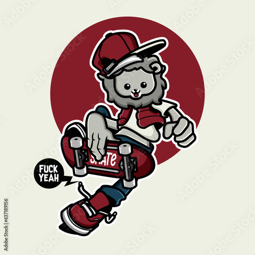Cartoon lion skateboarder character design