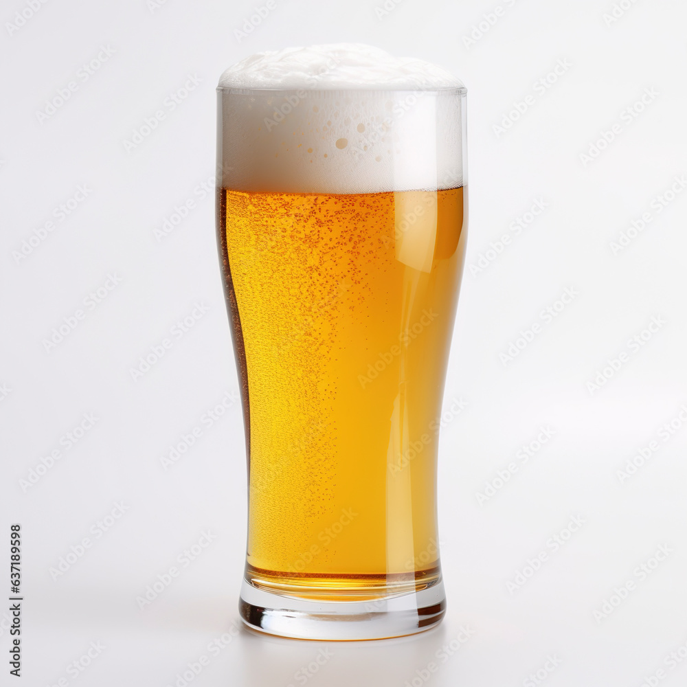 Glass of Beer on a plain white background