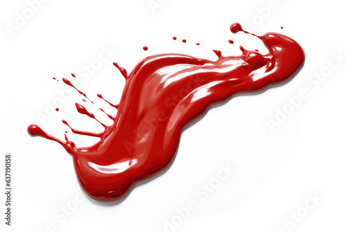 Ketchup or red liquid splash. Ai art. Cutout on transparent