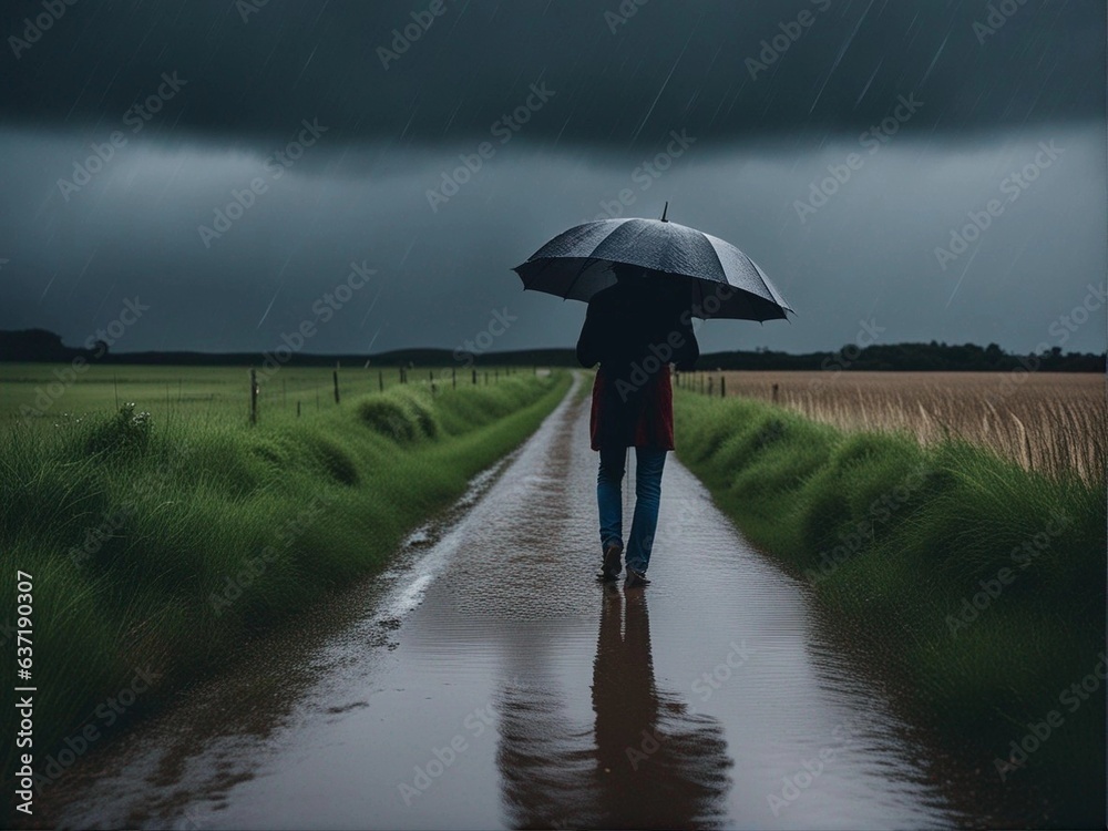 Rainy Reverie: Embracing Nature's Tears Under the Umbrella