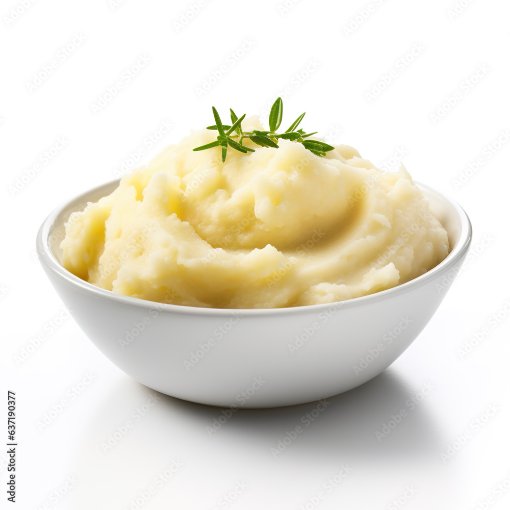 Mashed potatoes isolated on plain white background Mashed potatoes isolated on plain white background