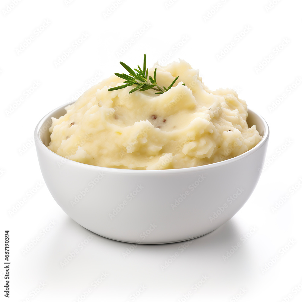 Mashed potatoes isolated on plain white background