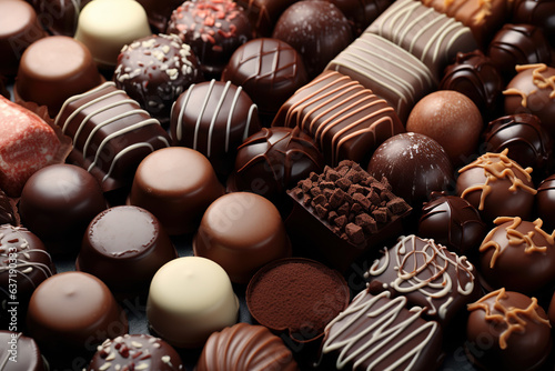 Close up Chocolateof different types of chocolates