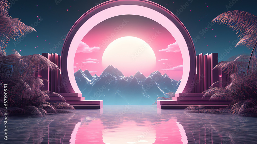 alien arch doorway in space. Generative Ai alien arch doorway in space. Generative Ai